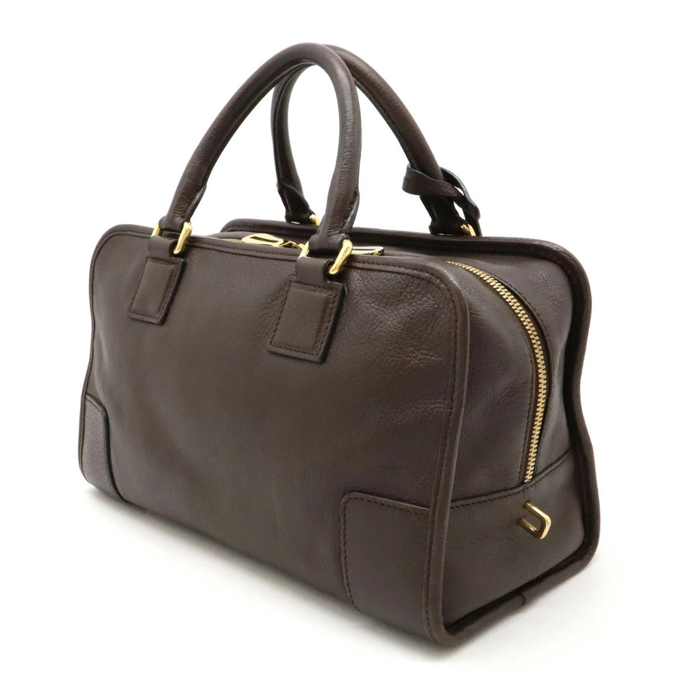 LOEWE Amazona Anagram Handbag Boston Bag Leather Brown - Picture 2 of 8
